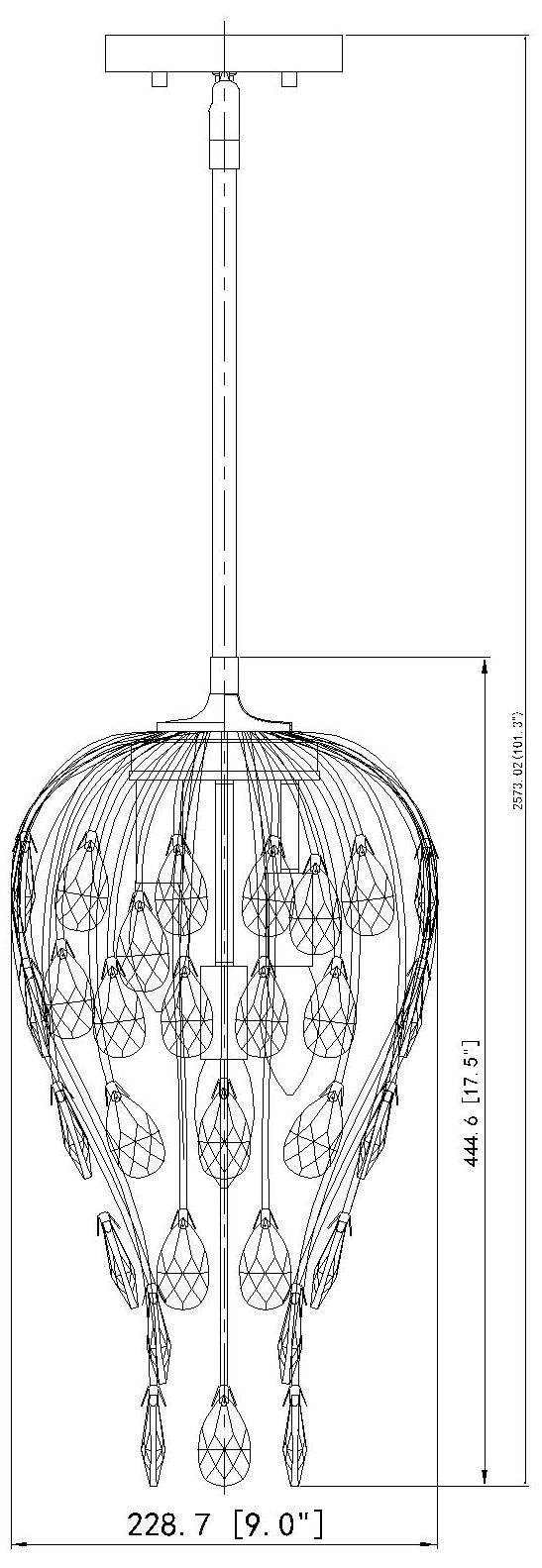 Gabriella by Z-Lite 9 inch Matte Black 3 Light Pendant