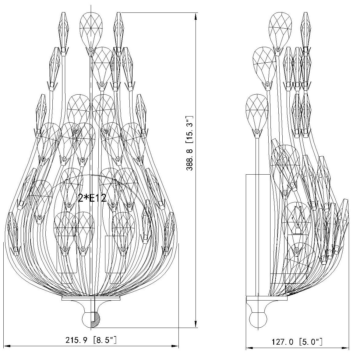 Gabriella by Z-Lite Modern Gold 2 Light Wall Sconce