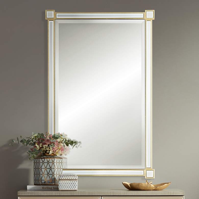 Image 1 Gabriella Gold Leaf 27 inch x 42 inch Rectangular Wall Mirror