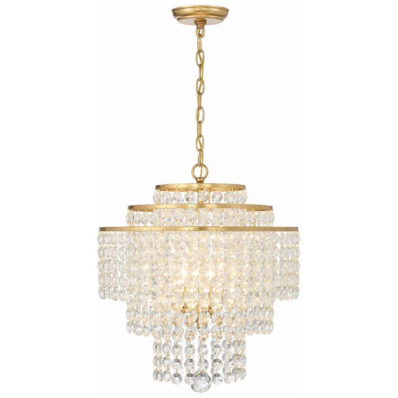 Image 1 Gabrielle 18" Wide Antique Gold and Crystal Chandelier