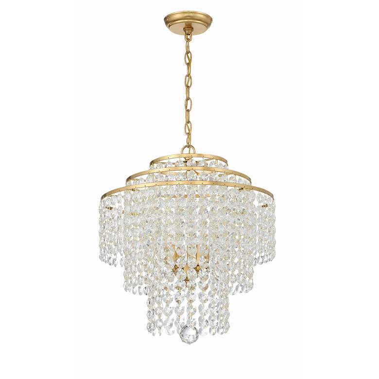 Image 3 Gabrielle 18" Wide Antique Gold and Crystal Chandelier more views