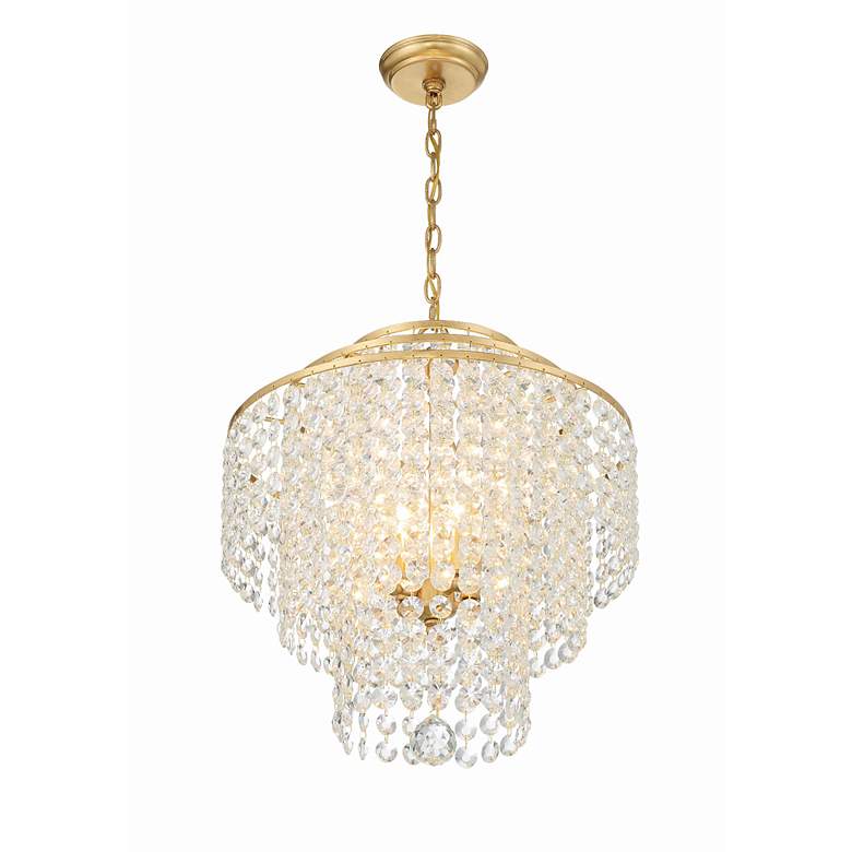 Image 4 Gabrielle 18" Wide Antique Gold and Crystal Chandelier more views