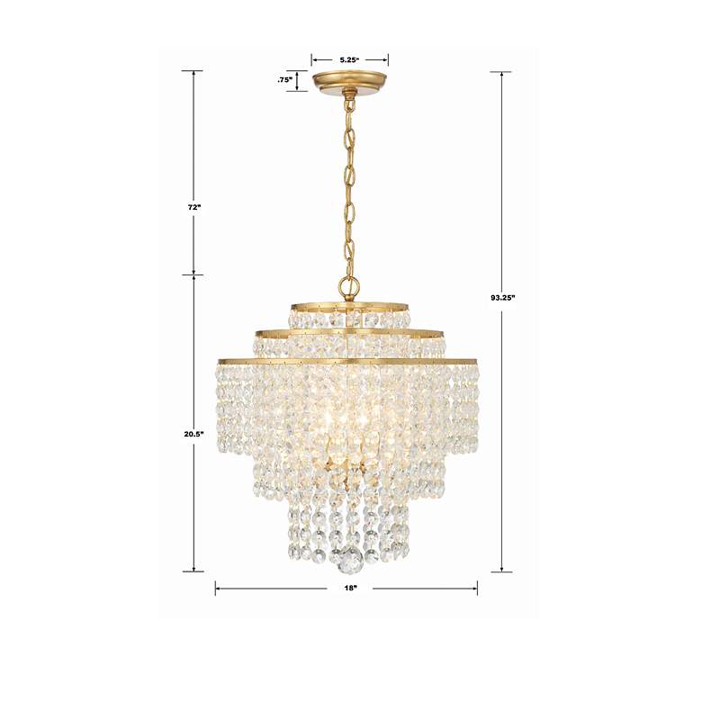 Image 5 Gabrielle 18" Wide Antique Gold and Crystal Chandelier more views