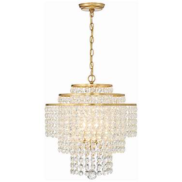Gabrielle 18" Wide Antique Gold and Crystal Chandelier