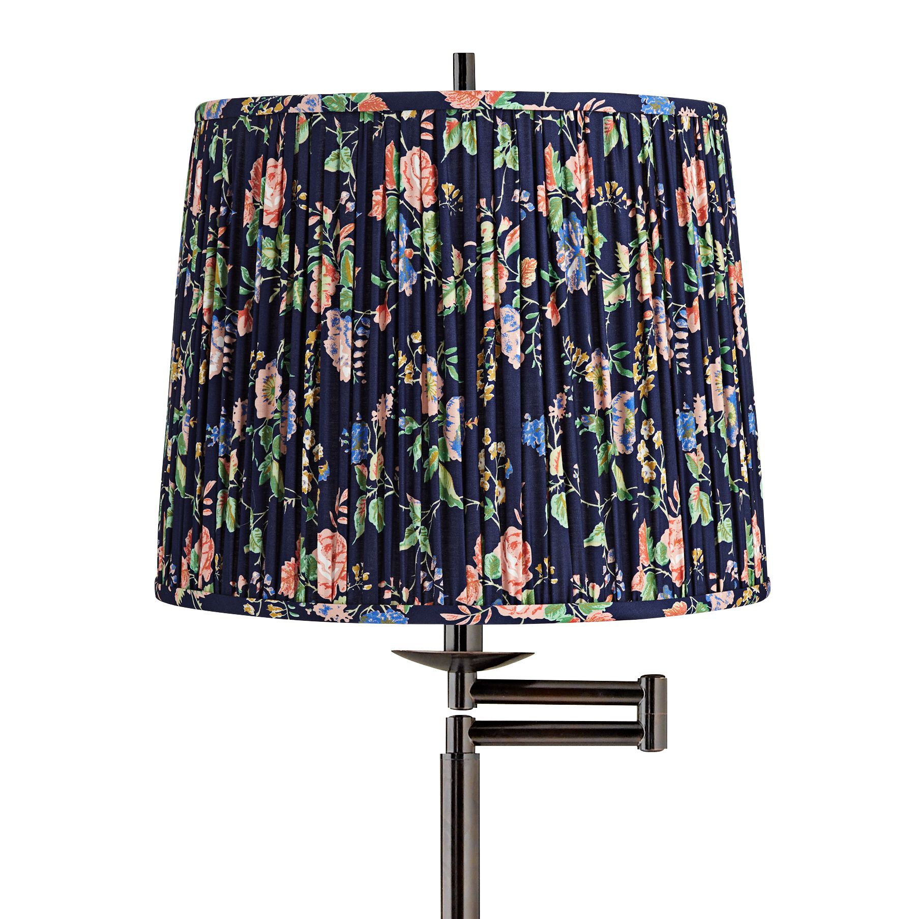 Image 2 Gabrielle 60 1/2"H Bronze Swing Arm Floor Lamp with Navy Blue Shade more views