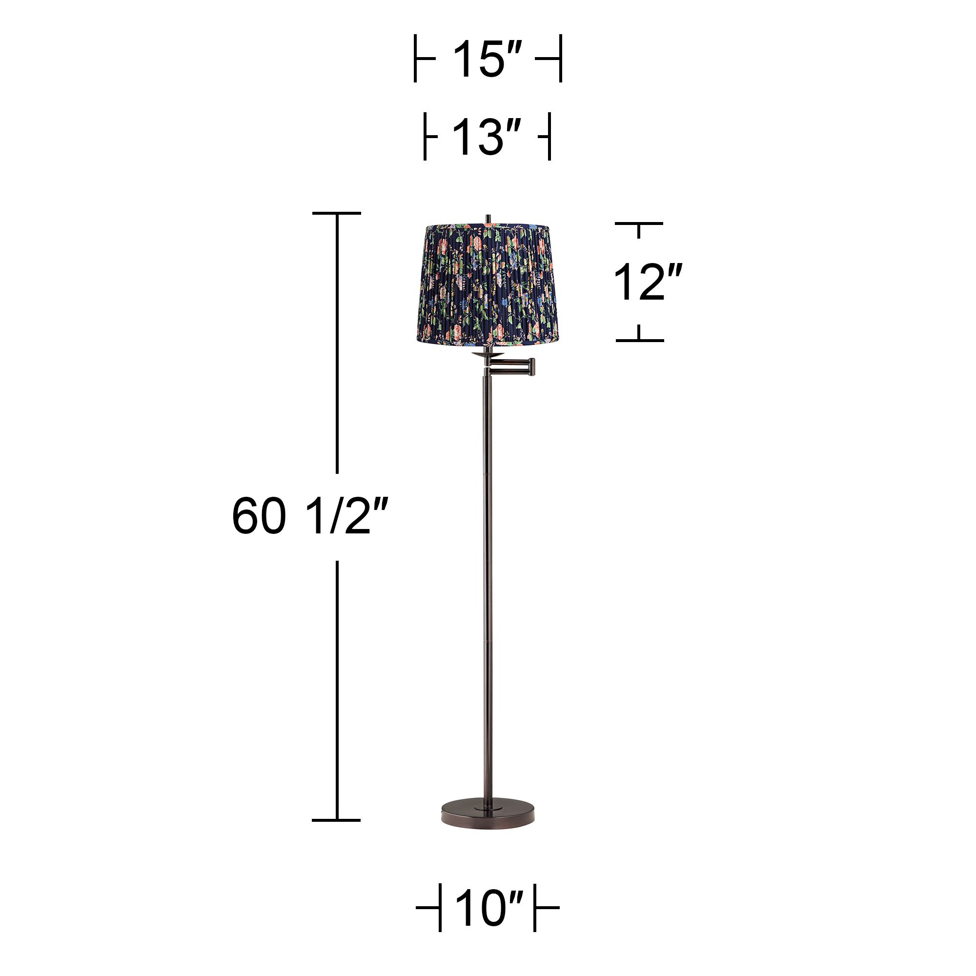 Image 6 Gabrielle 60 1/2"H Bronze Swing Arm Floor Lamp with Navy Blue Shade more views