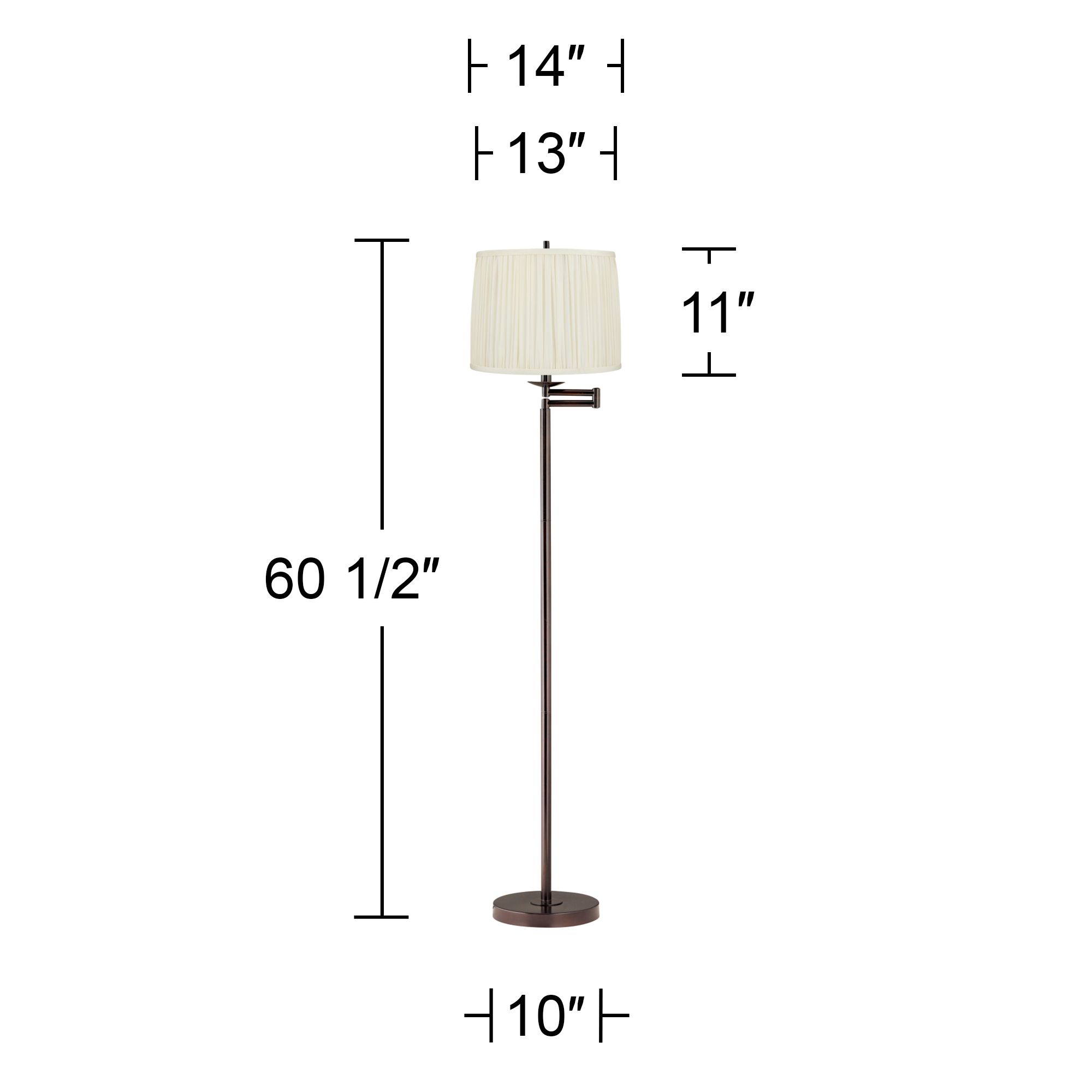 Image 6 Gabrielle 60 1/2"H Bronze Swing Arm Floor Lamp with White Silk Shade more views