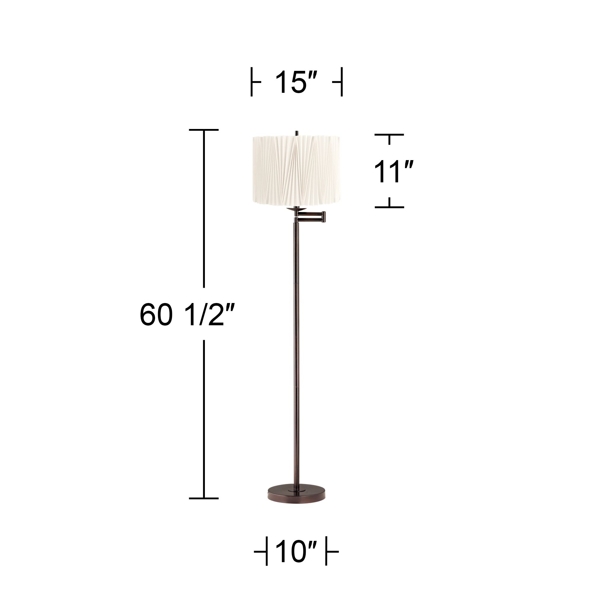 Image 6 Gabrielle 60 1/2" High Diamond Pleated Shade Swing Arm Floor Lamp more views