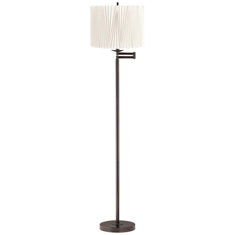 Image 1 Gabrielle 60 1/2" High Diamond Pleated Shade Swing Arm Floor Lamp