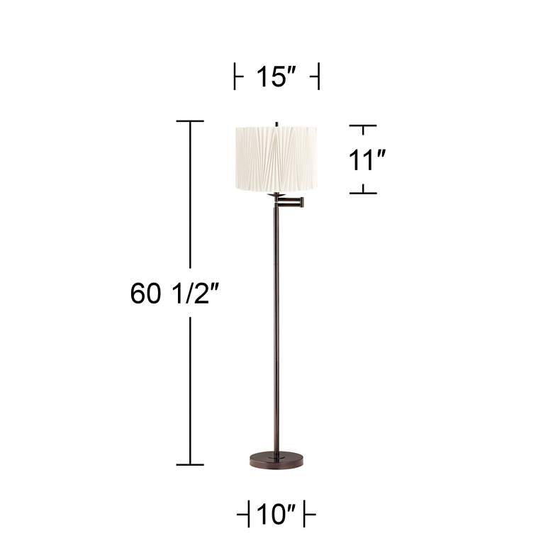 Image 6 Gabrielle 60 1/2" High Diamond Pleated Shade Swing Arm Floor Lamp more views