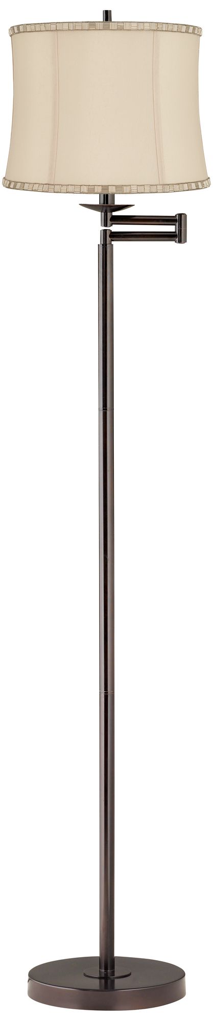 Image Gabrielle 60 1/2"H Bronze Swing Arm Floor Lamp w/ Beige Trimmed Shade