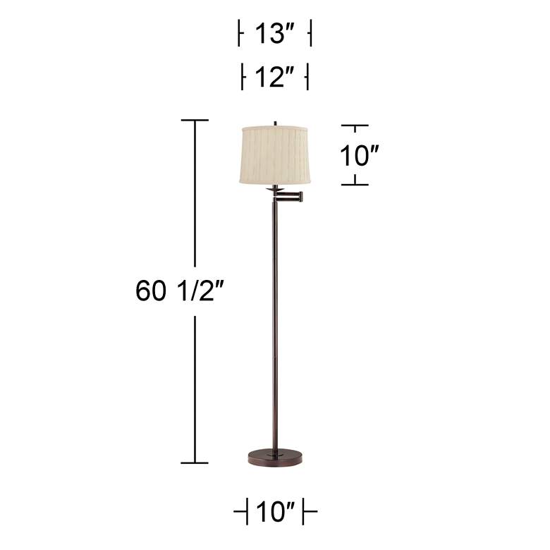 Image 6 Gabrielle 60 1/2"H Bronze Swing Arm Floor Lamp w/ Clermont Beige Shade more views