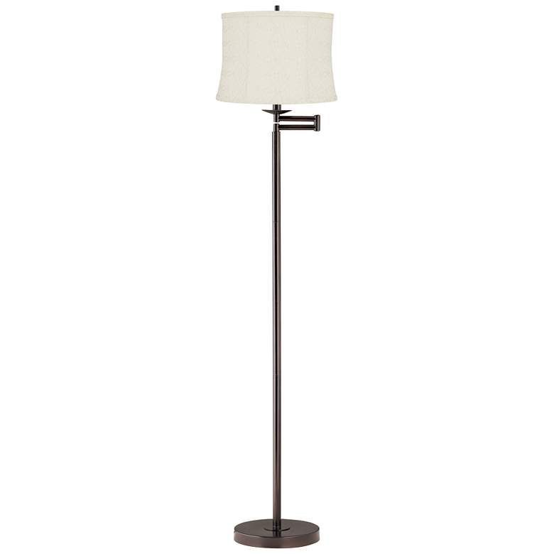 Image 1 Gabrielle 60 1/2"H Bronze Swing Arm Floor Lamp w/ Kolding White Shade