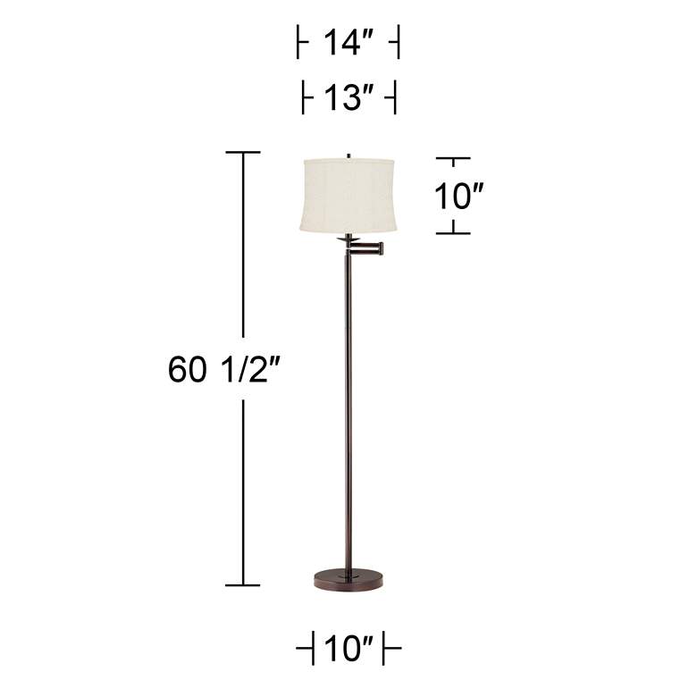 Image 6 Gabrielle 60 1/2"H Bronze Swing Arm Floor Lamp w/ Kolding White Shade more views