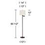 6_Gabrielle 60 1/2"H Bronze Swing Arm Floor Lamp w/ Kolding White Shade more views