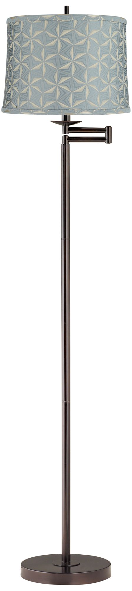 Image Gabrielle 60 1/2"H Bronze Swing Arm Floor Lamp w/ Pinwheel Blue Shade