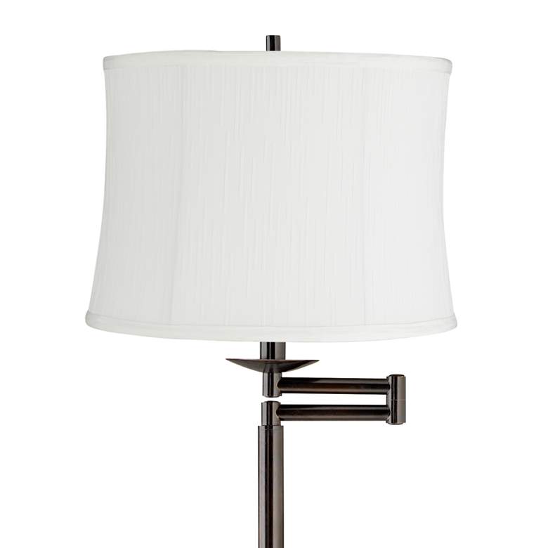 Image 2 Gabrielle 60 1/2"H Bronze Swing Arm Floor Lamp with Barr White Shade more views
