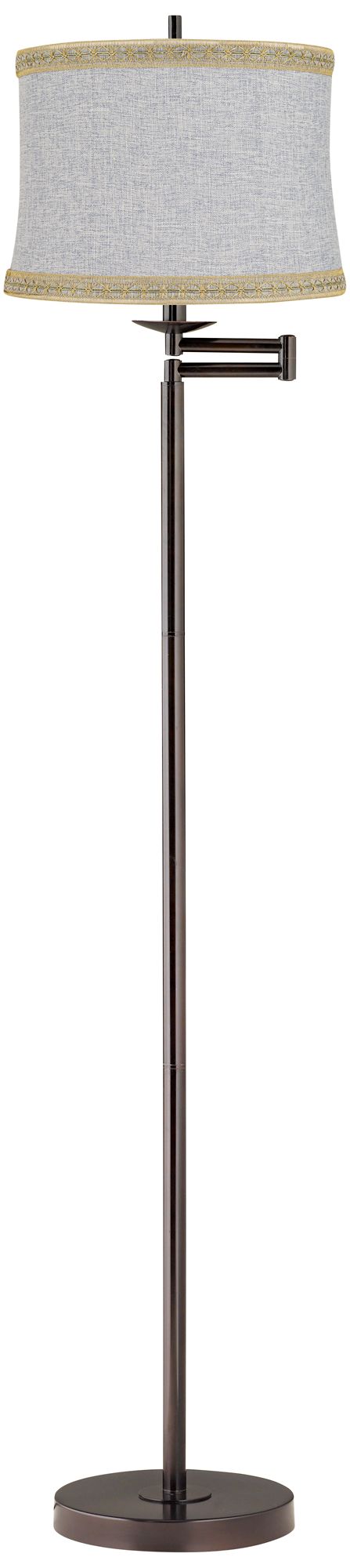 Image Gabrielle 60 1/2"H Bronze Swing Arm Floor Lamp with Blue Gray Shade