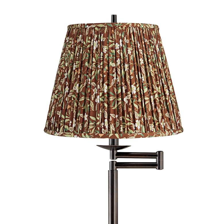 Image 2 Gabrielle 60 1/2"H Bronze Swing Arm Floor Lamp with Brown Floral Shade more views