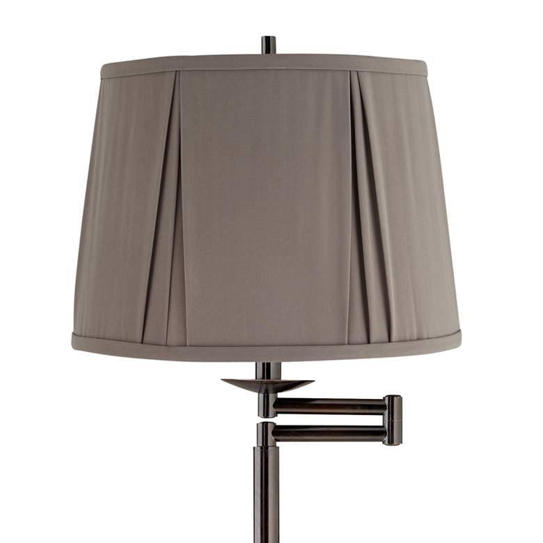 Image 2 Gabrielle 60 1/2"H Bronze Swing Arm Floor Lamp with Khaki Gray Shade more views