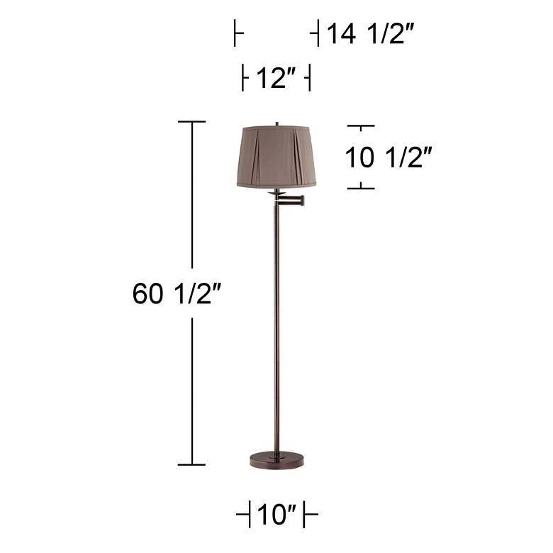 Image 6 Gabrielle 60 1/2"H Bronze Swing Arm Floor Lamp with Khaki Gray Shade more views