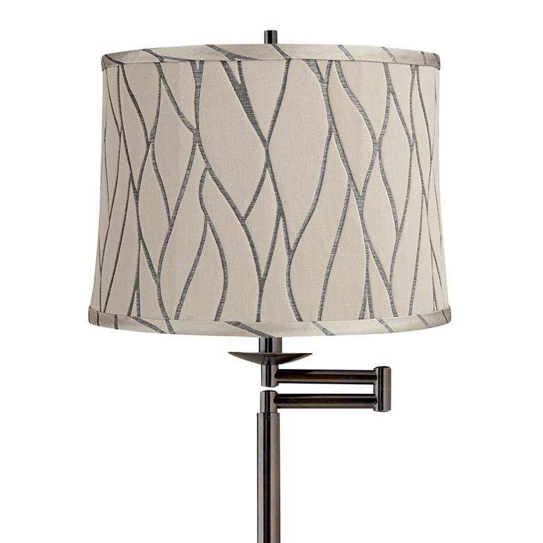 Image 2 Gabrielle 60 1/2"H Bronze Swing Arm Floor Lamp with Kinmen Gray Shade more views