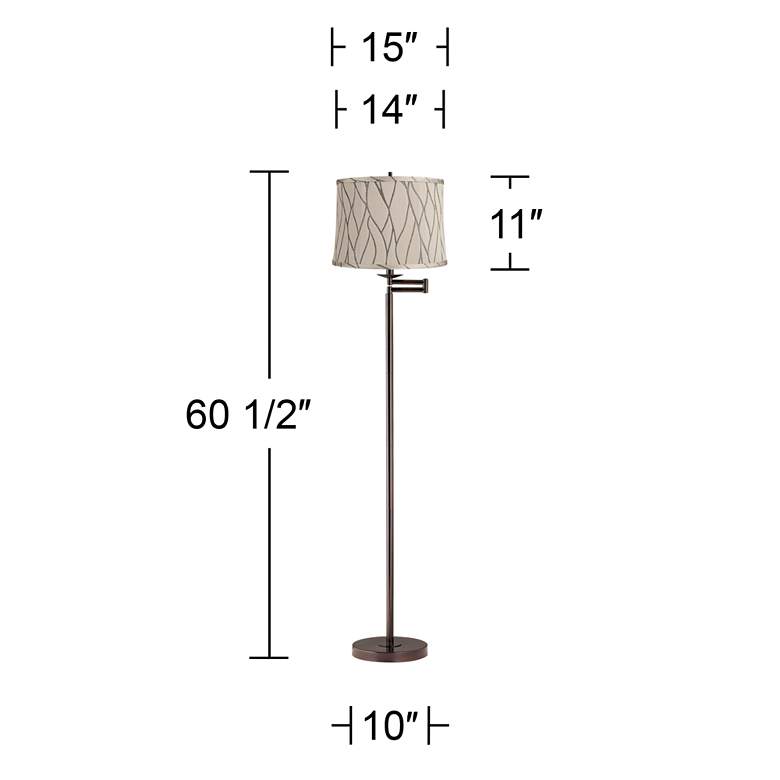 Image 6 Gabrielle 60 1/2"H Bronze Swing Arm Floor Lamp with Kinmen Gray Shade more views