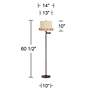 6_Gabrielle 60 1/2"H Bronze Swing Arm Floor Lamp with La Taupe Shade more views