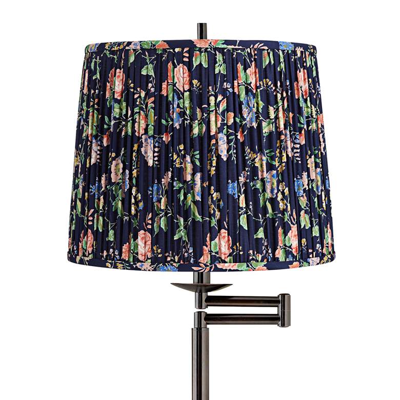 Image 2 Gabrielle 60 1/2"H Bronze Swing Arm Floor Lamp with Navy Blue Shade more views