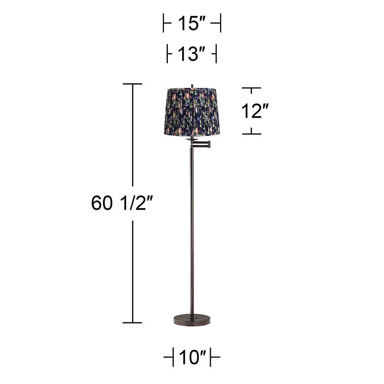 Image 6 Gabrielle 60 1/2"H Bronze Swing Arm Floor Lamp with Navy Blue Shade more views