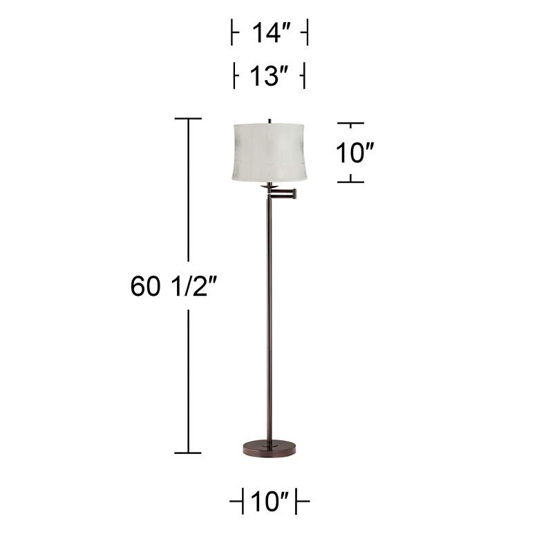 Image 6 Gabrielle 60 1/2"H Bronze Swing Arm Floor Lamp with Off-White Shade more views