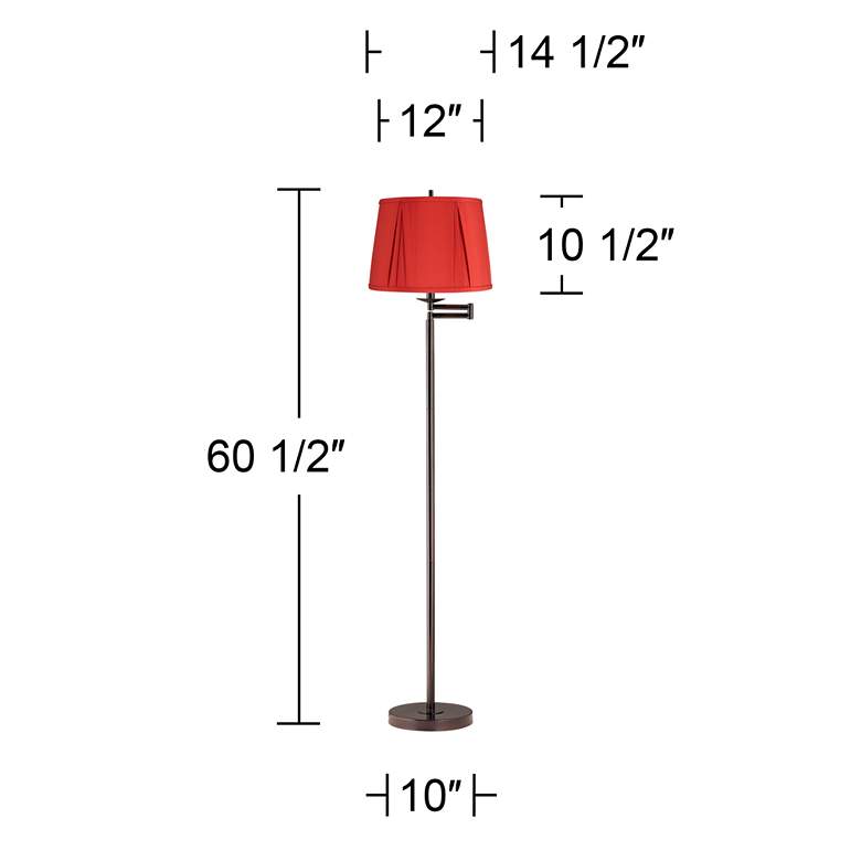 Image 6 Gabrielle 60 1/2"H Bronze Swing Arm Floor Lamp with Rusty Red Shade more views