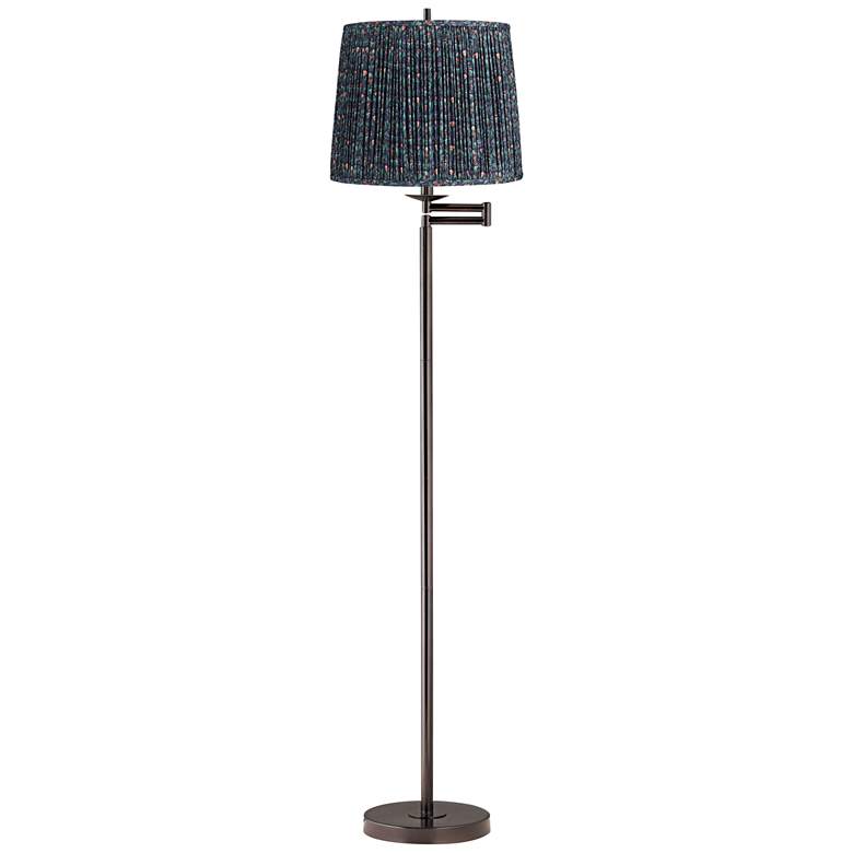 Image 1 Gabrielle 60 1/2"H Bronze Swing Arm Floor Lamp with Sally Green Shade
