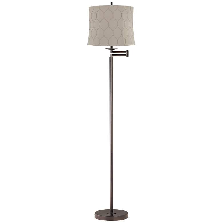 Image 1 Gabrielle 60 1/2"H Bronze Swing Arm Floor Lamp with Salzburg Khaki Sha