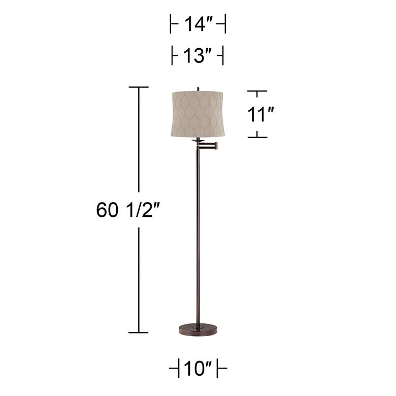 Image 6 Gabrielle 60 1/2"H Bronze Swing Arm Floor Lamp with Salzburg Khaki Sha more views