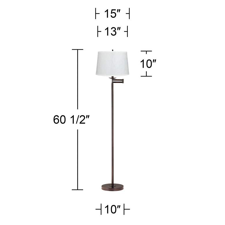 Image 6 Gabrielle 60 1/2"H Bronze Swing Arm Floor Lamp with White Fibril Shade more views