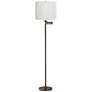 1_Gabrielle 60 1/2"H Bronze Swing Arm Floor Lamp with White Linen Shade