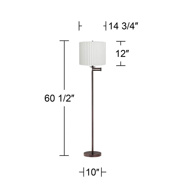 Image 6 Gabrielle 60 1/2"H Bronze Swing Arm Floor Lamp with White Linen Shade more views