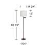 6_Gabrielle 60 1/2"H Bronze Swing Arm Floor Lamp with White Linen Shade more views