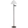 1_Gabrielle 60 1/2"H Bronze Swing Arm Floor Lamp with White Pleated Shad