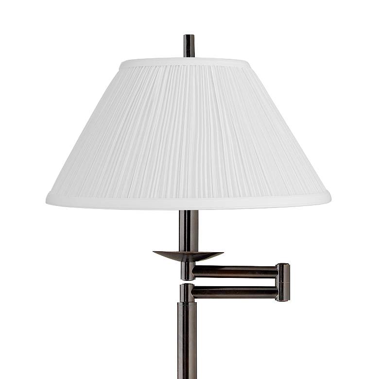 Image 2 Gabrielle 60 1/2"H Bronze Swing Arm Floor Lamp with White Pleated Shad more views