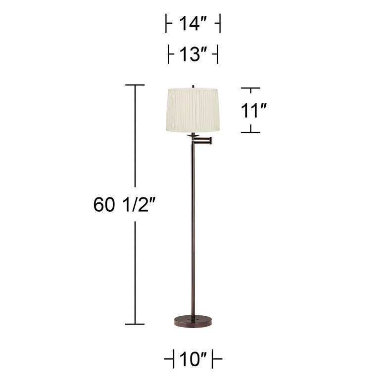 Image 6 Gabrielle 60 1/2"H Bronze Swing Arm Floor Lamp with White Silk Shade more views