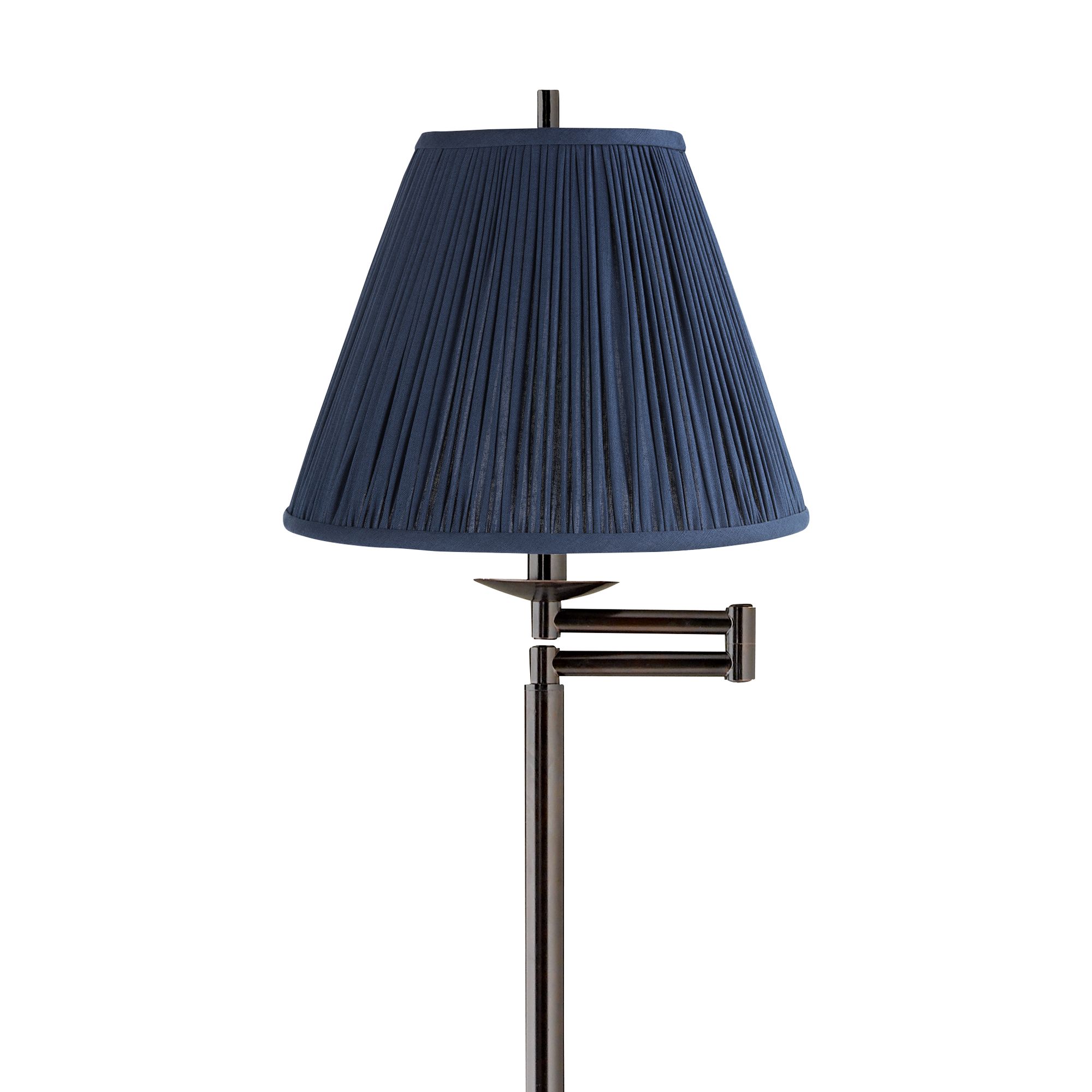 Image 2 Gabrielle Bronze Swing Arm Floor Lamp with Classy Smoky Blue Shade more views