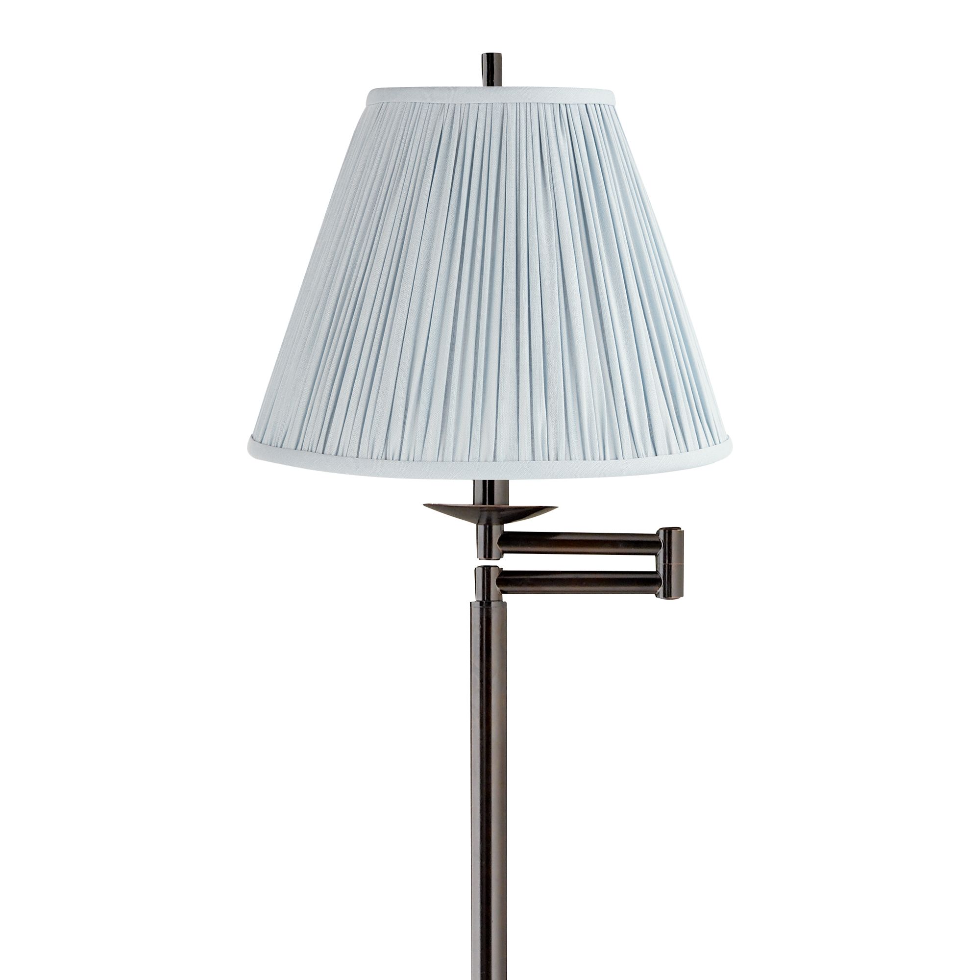 Image 2 Gabrielle Bronze Swing Arm Floor Lamp with Classy Soft Blue Shade more views