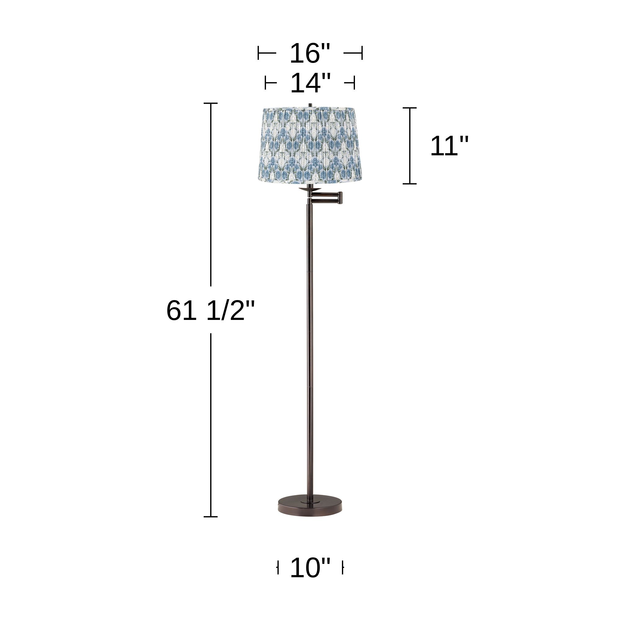 Image 6 Gabrielle Bronze Swing Arm Floor Lamp with Cobalt and Green Shade more views