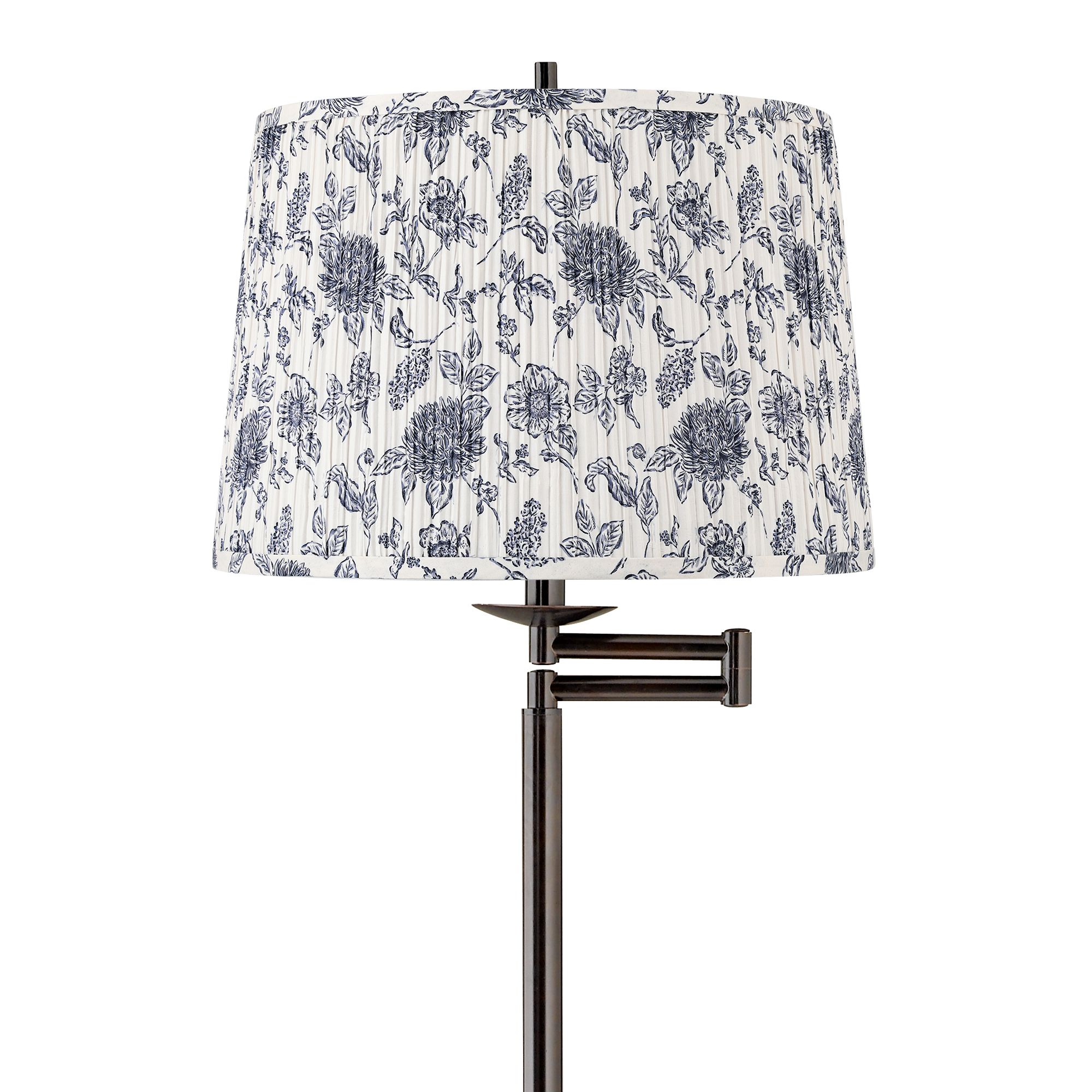 Image 2 Gabrielle Bronze Swing Arm Floor Lamp with Cobalt Blue and White Shade more views