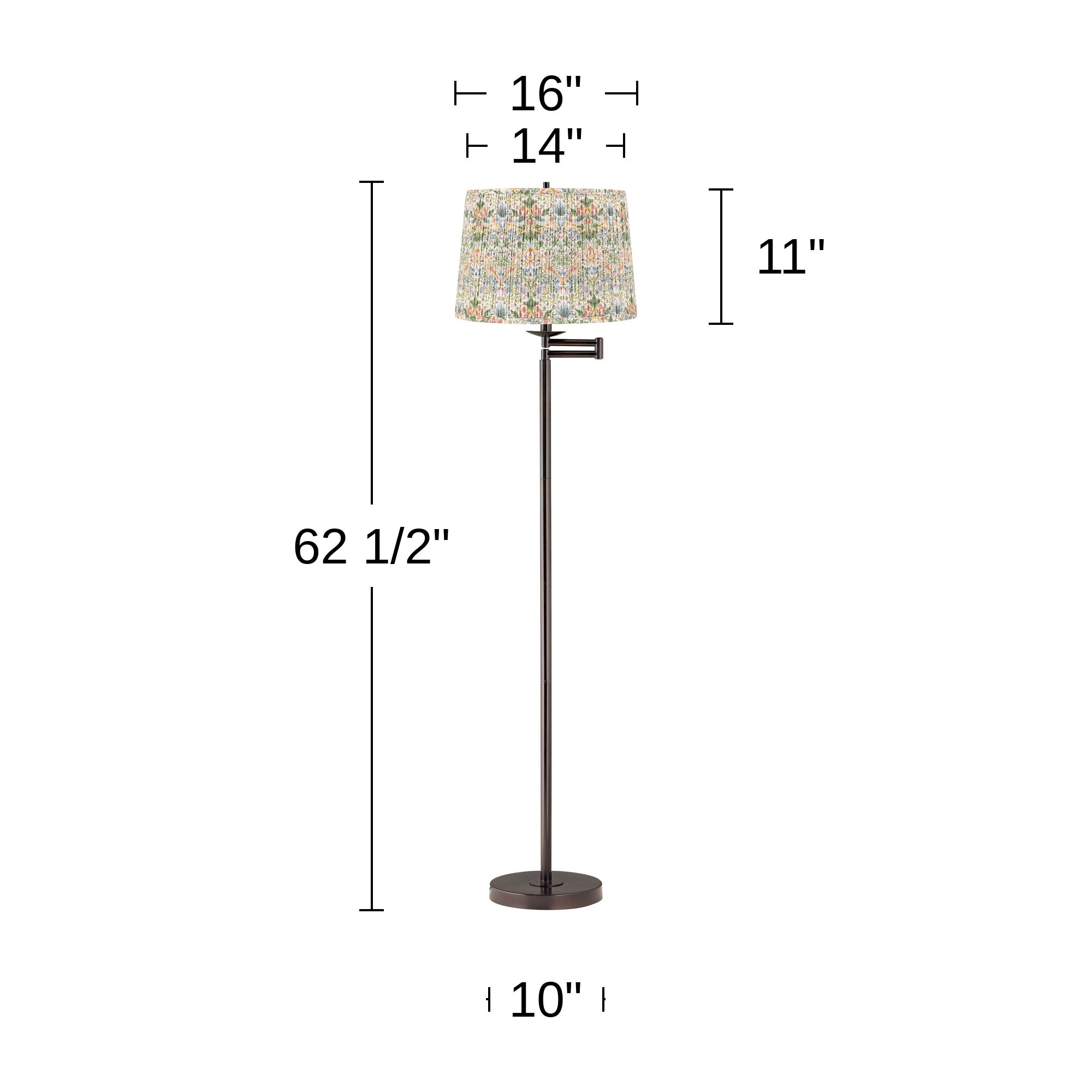 Image 6 Gabrielle Bronze Swing Arm Floor Lamp with Multi-Color Shade more views