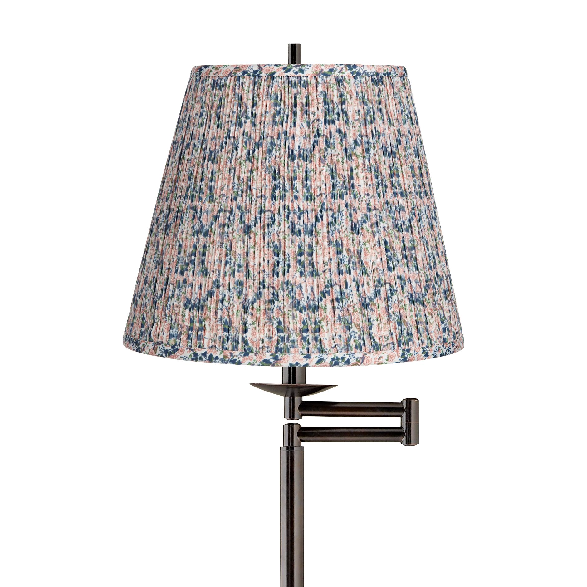 Image 2 Gabrielle Bronze Swing Arm Floor Lamp with Pink and Blue Shade more views