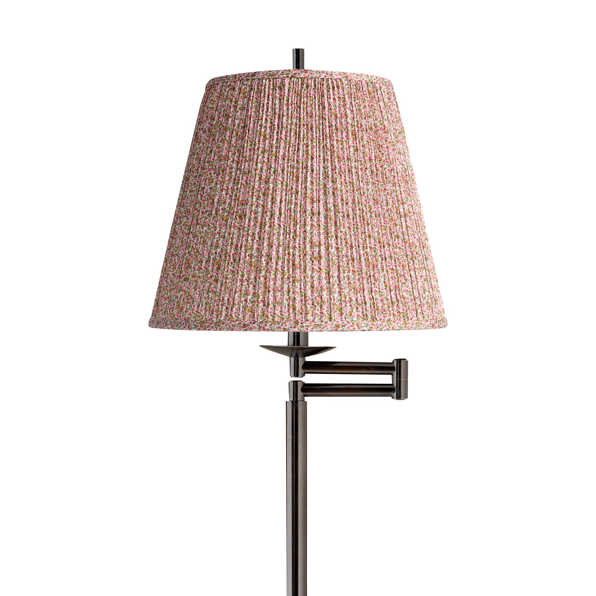 Image 2 Gabrielle Bronze Swing Arm Floor Lamp with Pink and Yellow Shade more views