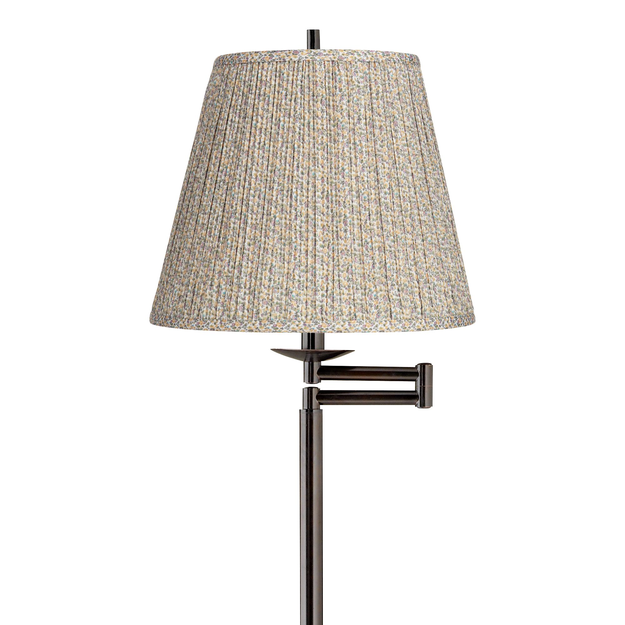 Image 2 Gabrielle Bronze Swing Arm Floor Lamp with Yellow and Pink Shade more views